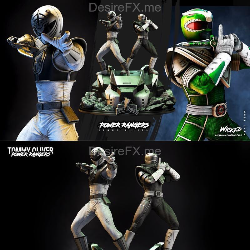 WICKED——绿衣与白衣 Power 光速战士 3D打印模型|WICKED – Power Ranger Green and Power Ranger White Diorama – 3D Print Model STL