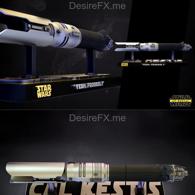 星球大战 卡尔·凯斯蒂斯 光剑 3D打印模型|Star Wars – Cal Kestis Lightsaber Sculpture – 3D Print Model STL