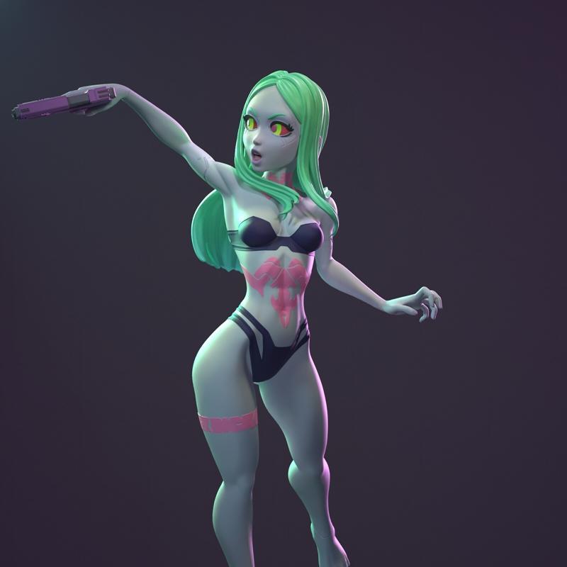Dinamuuu3D 3D打印模型：Rebecca Edgerunner角色模型|Dinamuuu3D – Rebecca Edgerunner – 3D Print Model STL