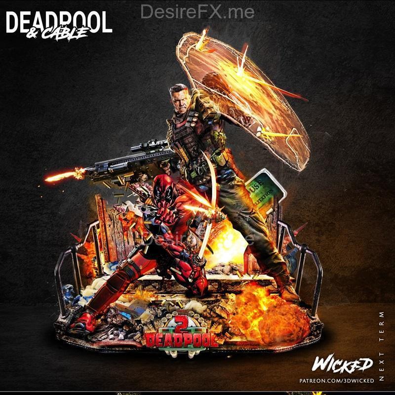 狂野崛起：死侍与金刚狼3D打印模型|Wicked – Marvel Deadpool and Cable Diorama Complete – 3D Print Model STL