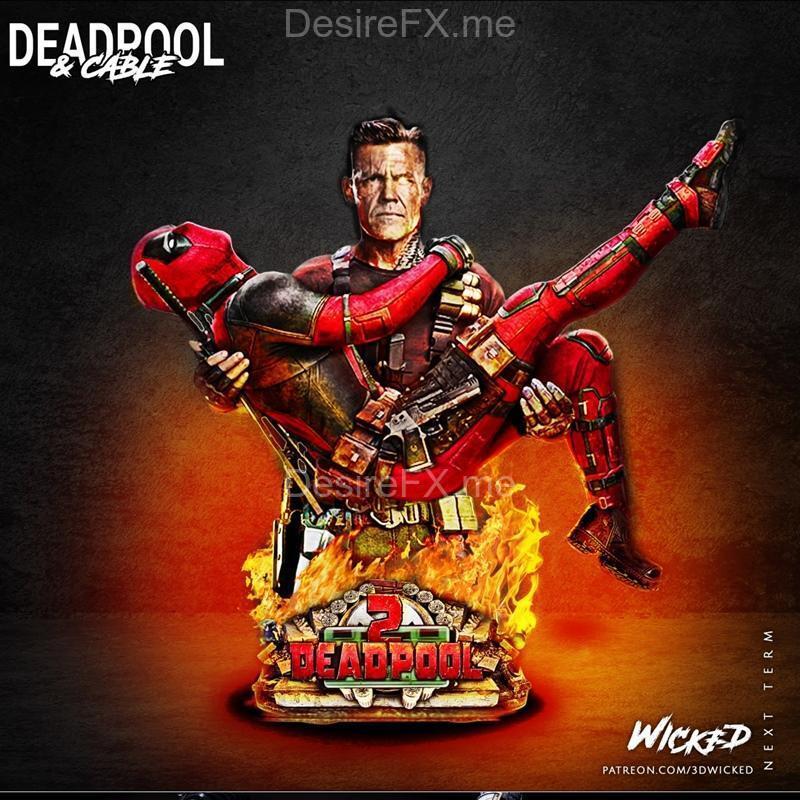 恶灵骑士：死侍与卡特的3D打印模型|Wicked – Marvel Deadpool and Cable Bust – 3D Print Model STL