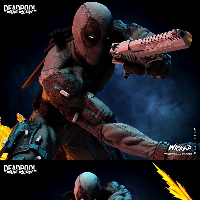 漫威死侍3D打印模型|Wicked – Marvel Deadpool Sculpture – 3D Print Model STL