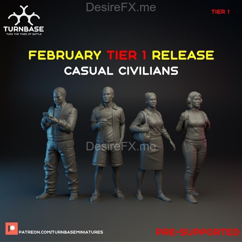 TurnBase迷你模型-游戏 casual civilians 级别1-3 3D打印STL模型|TurnBase Miniatures – Wargames – Casual Civilians Tier 1-3 – 3D Print Model STL