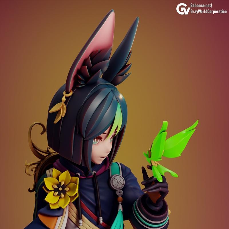 原神Cyno 2与Tighnari 2 3D打印模型|Cyno 2 and Tighnari 2 set – Genshin Impact – 3D Print Model STL