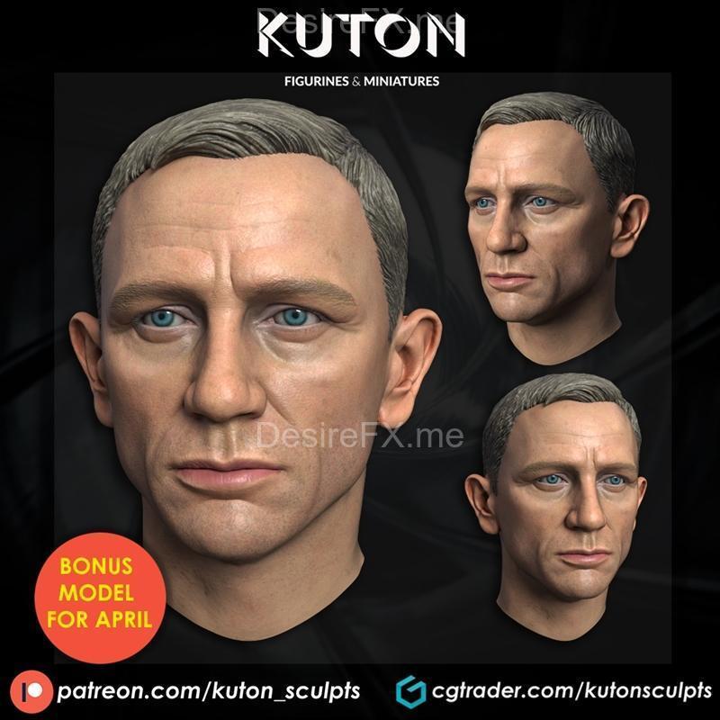 KUTON – 丹尼尔·克雷格头像 3D打印模型|KUTON – Daniel Craig Head – 3D Print Model STL