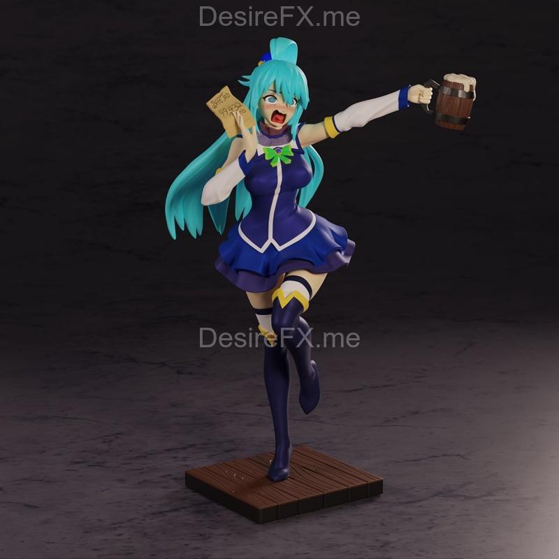 PolyBitsArt水元素雕像 3D打印模型|PolyBitsArt – Aqua Statue – 3D Print Model STL