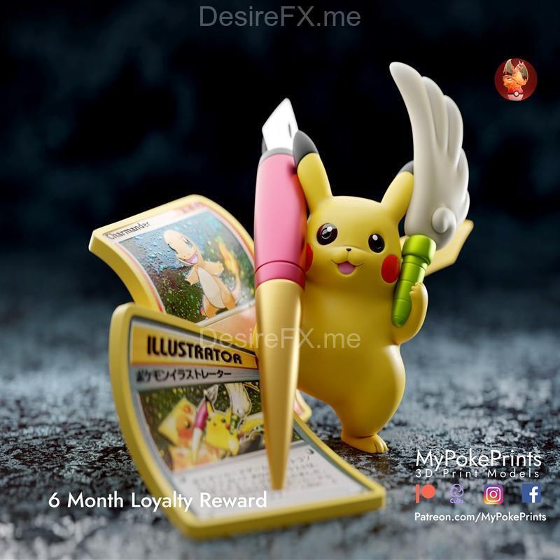 动漫3D打印模型：皮卡丘|Illustrator Pikachu – 3D Print Model STL