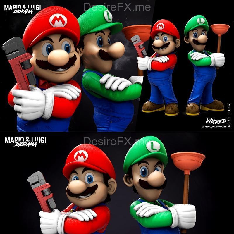 WICKED——马里奥与路易吉迪奥拉姆3D打印模型|WICKED – Mario and Luigi Diorama – 3D Print Model STL