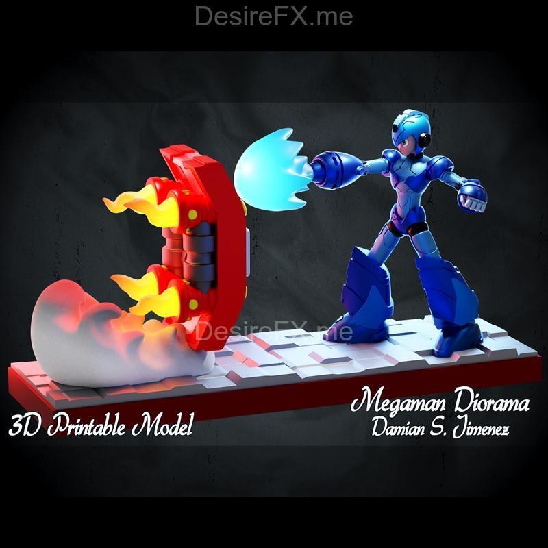 梅甘曼 3D打印模型|Megaman Diorama – 3D Print Model STL