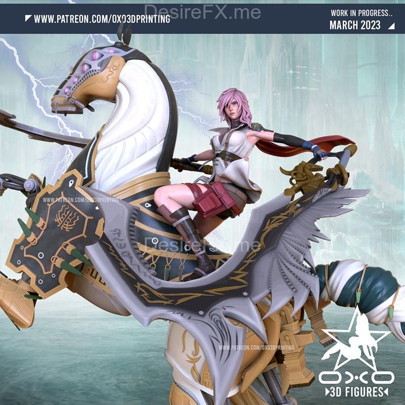 FF3D打印模型：光之怒与奥丁|OXO3D – Lightning and Odin – Final Fantasy – 3D Print Model STL