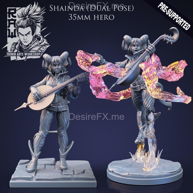 Shainda The Bard 3D打印模型（ idle与行动姿态）|Shainda The Bard – Idle and Action Pose – 3D Print Model STL