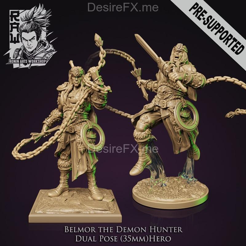 Belmor恶魔猎人 3D打印模型|Belmor The Demon Hunter – Idle and Action Pose – 3D Print Model STL