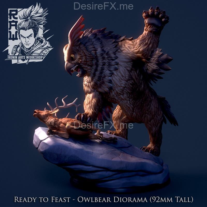 准备开餐——猫头鹰熊手办3D打印模型|Ready To Feast – Owlbear Diorama – 3D Print Model STL