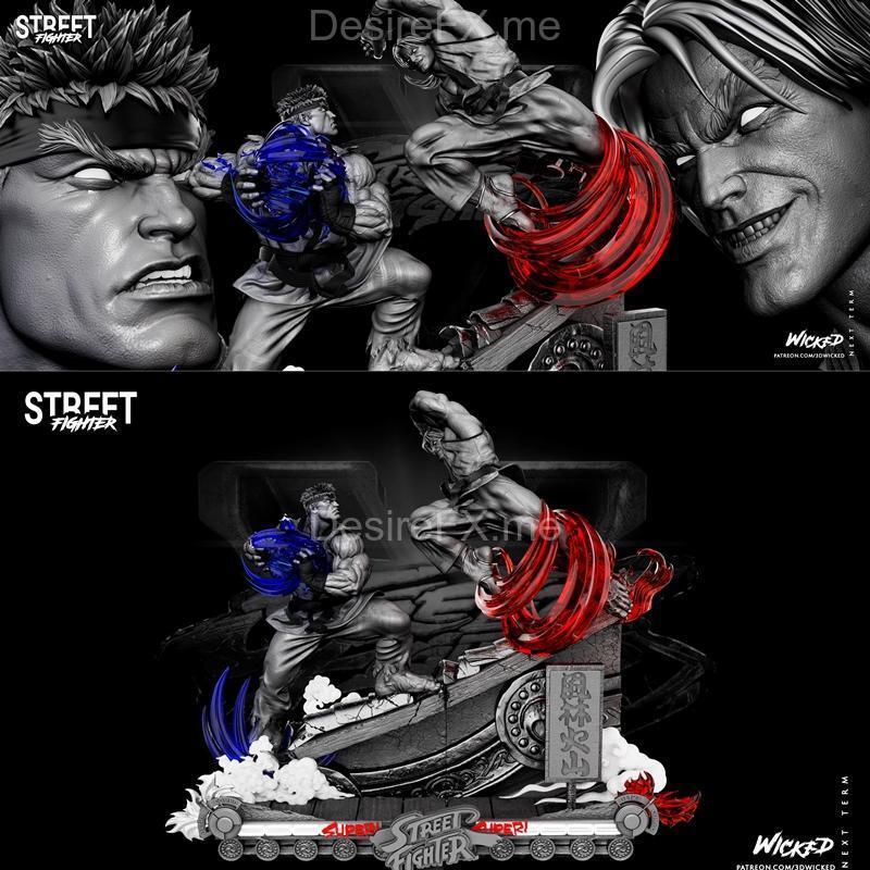 WICKED - 3D打印模型 - 街头格斗迪奥拉姆|WICKED – Street Fighters Diorama – 3D Print Model STL