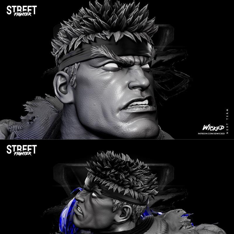 WICKED - Ryu 神雕3D打印模型|WICKED – Ryu Statue and Bust – 3D Print Model STL