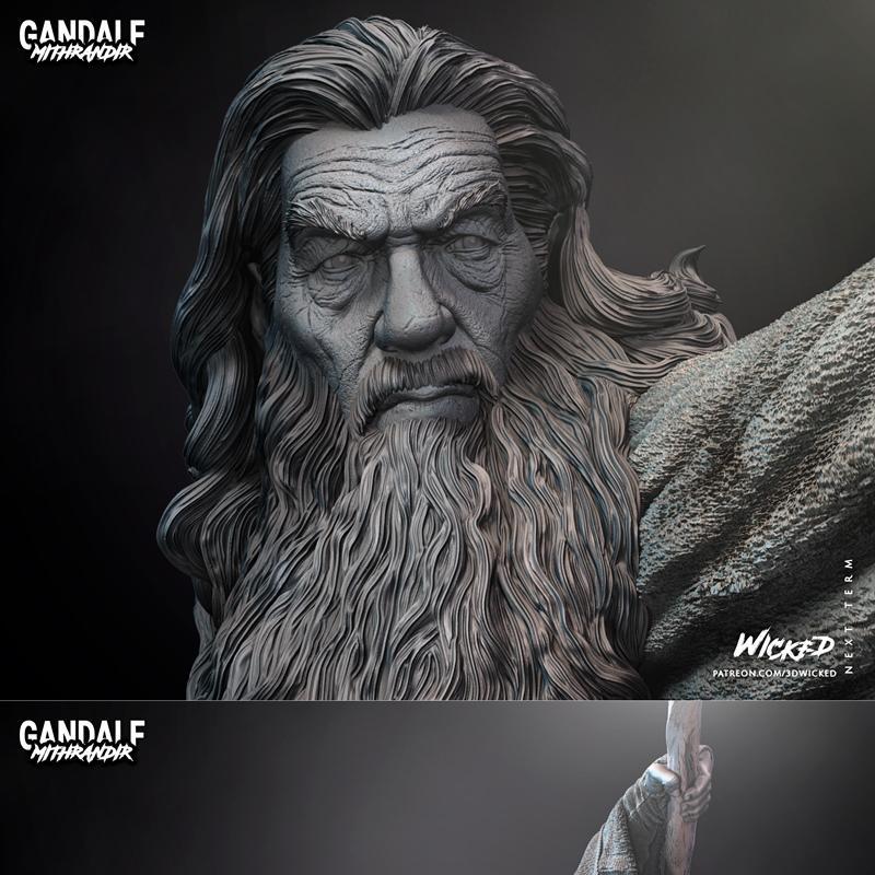 WICKED——奇幻角色雕塑 3D打印模型|WICKED – Gandalf Sculpture – 3D Print Model STL