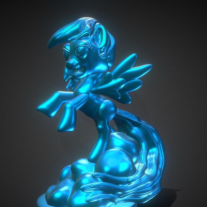 彩虹跑跑3D打印模型|My Little Pony Rainbow Dash Sculpture – 3D Print Model STL