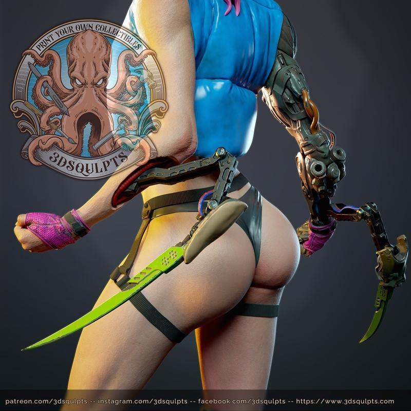 赛博朋克少女 3D打印模型|3dsqulpts – Cyberpunk Girl – 3D Print Model STL