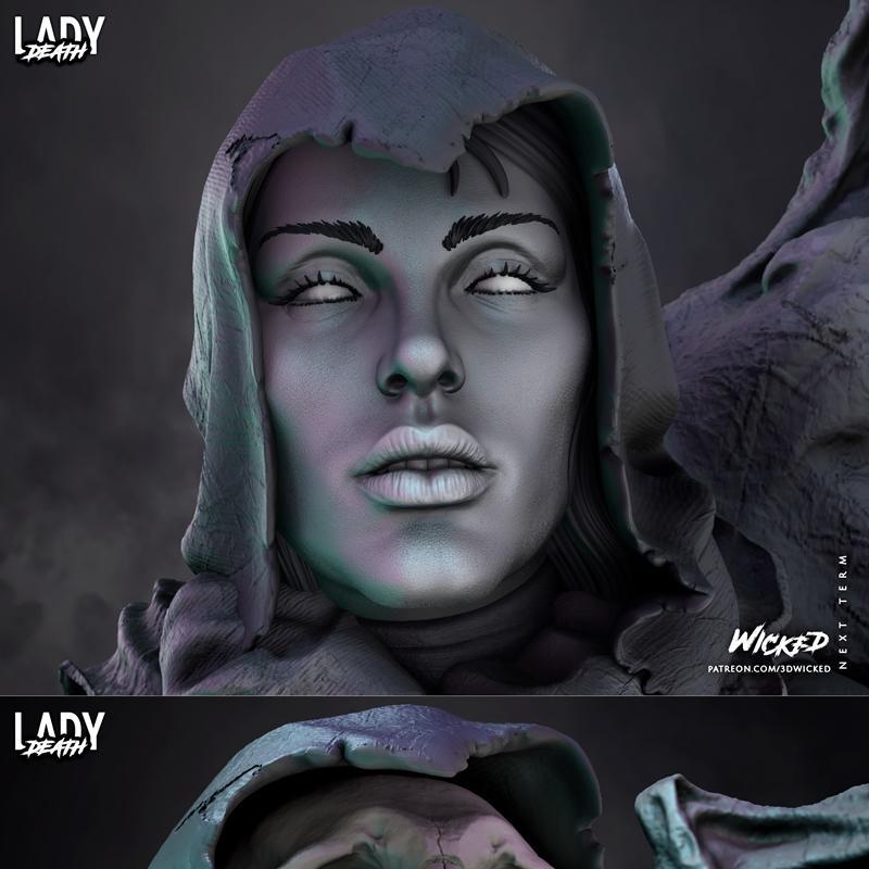 WICKED——死亡女士3D打印雕塑模型|WICKED – Lady Death Sculpture – 3D Print Model STL