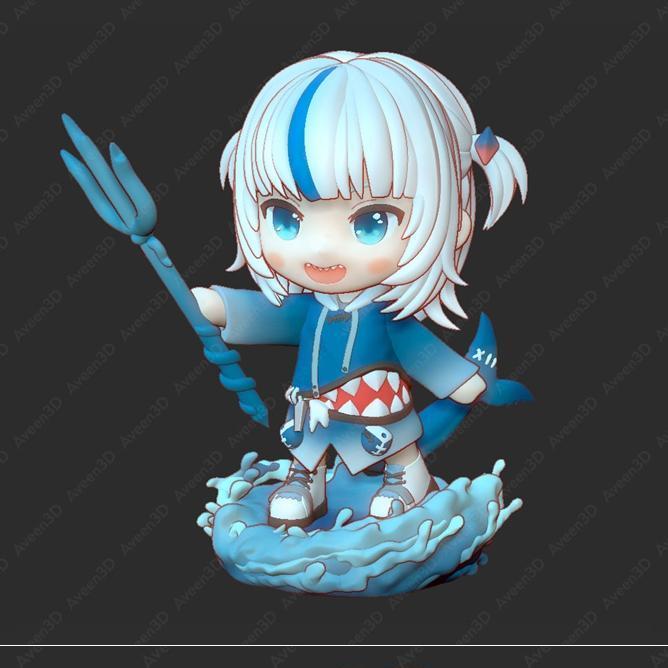 Garw Gura 3D打印萌系角色模型|Garw Gura Chibi – 3D Print Model STL