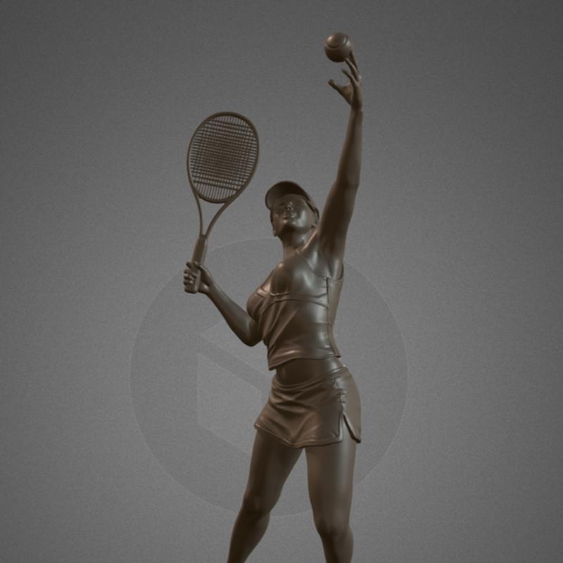 3D打印网球少女模型|Girl player in Tennis – 3D Print Model STL