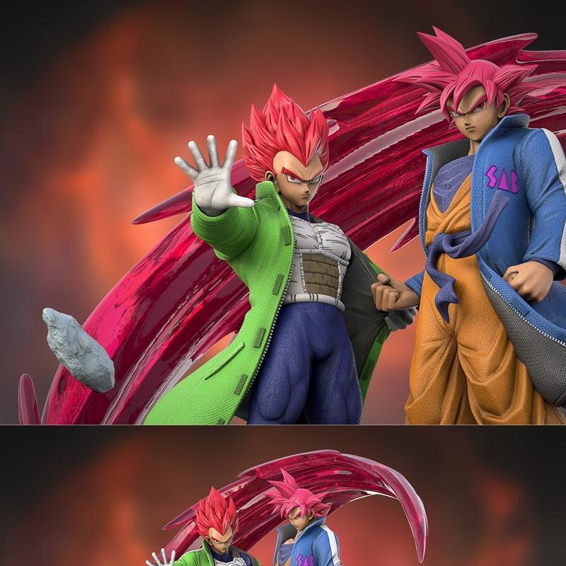 超人布罗利与贝吉塔超级赛亚人神 3D打印模型|Son Goku and Vegeta Bejita Super Saiyan God – 3D Print Model STL
