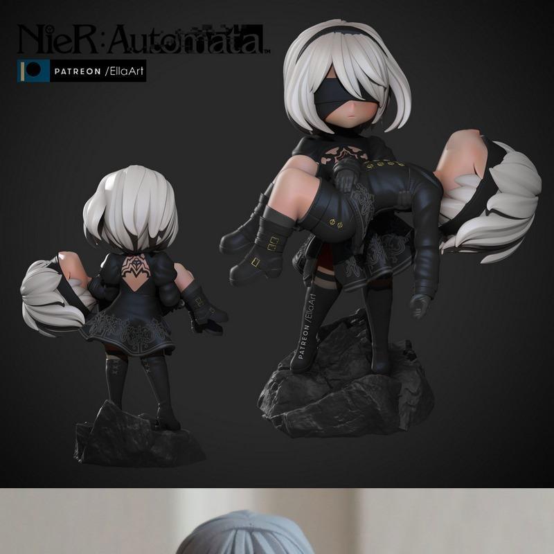 2B与9S——尼尔：自动人形——3D打印模型|2B and 9S – Nier Automata – 3D Print Model STL