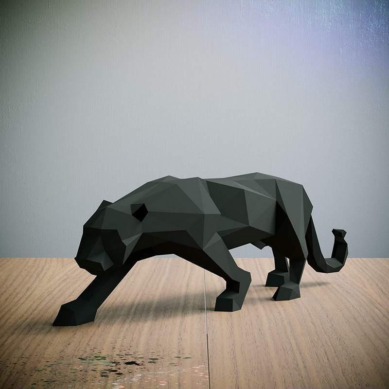 低多边形豹子——3D打印模型|Low Poly Panther – 3D Print Model STL