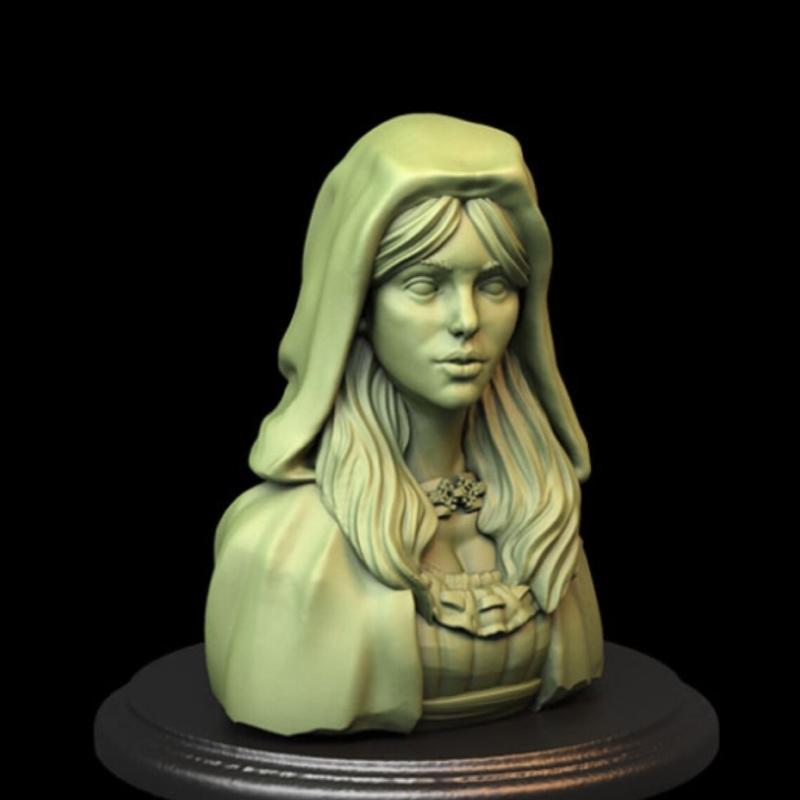 3D打印模型： hooded girl bust|Hooded Girl Bust – 3D Print Model STL