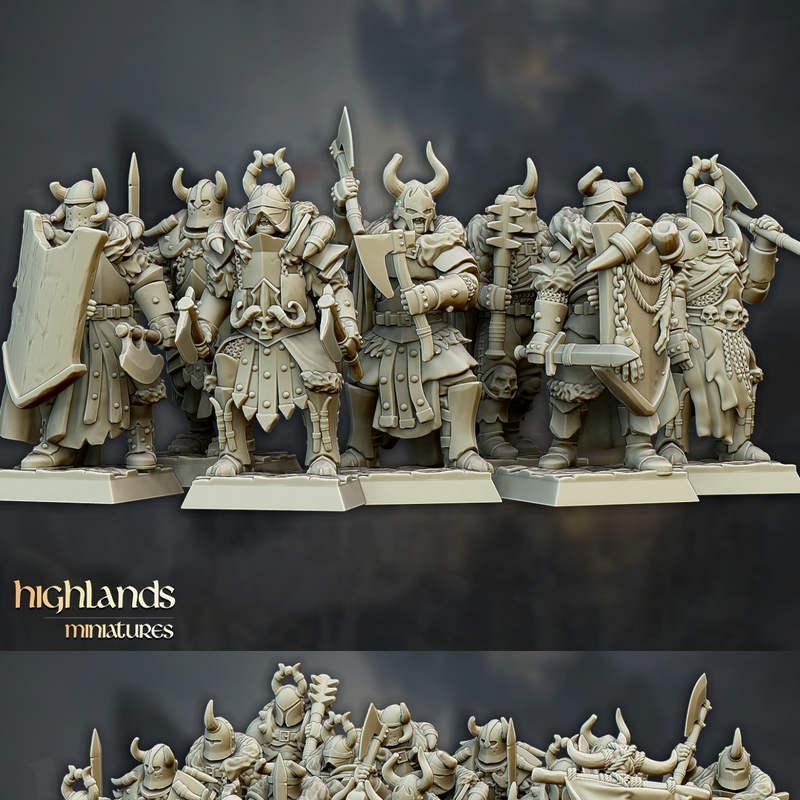 高岭迷你模型·varyag战士·3D打印模型|Highlands Miniatures – Varyag Warriors – 3D Print Model STL
