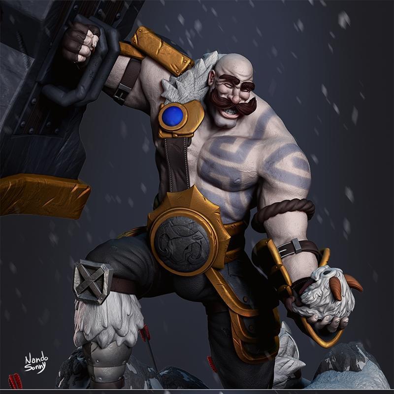 Nando Sonny – 布鲁姆拯救波罗 3D打印模型|Nando Sonny – Braum Saving Poro – 3D Print Model STL