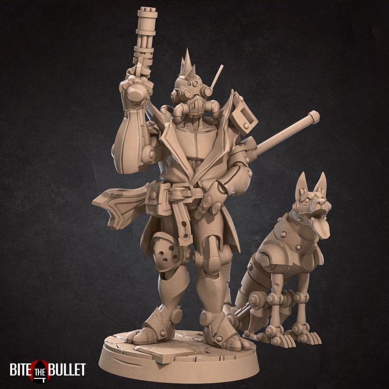 咬牙坚持——战争机械师与机器人犬 3D打印模型|Bite the Bullet – Warforged Artificer and Robot Dog – 3D Print Model STL