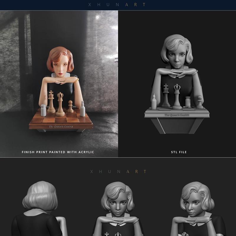 女王的赌注 贝丝·哈蒙 3D打印模型|Queens Gambit Beth Harmon – 3D Print Model STL
