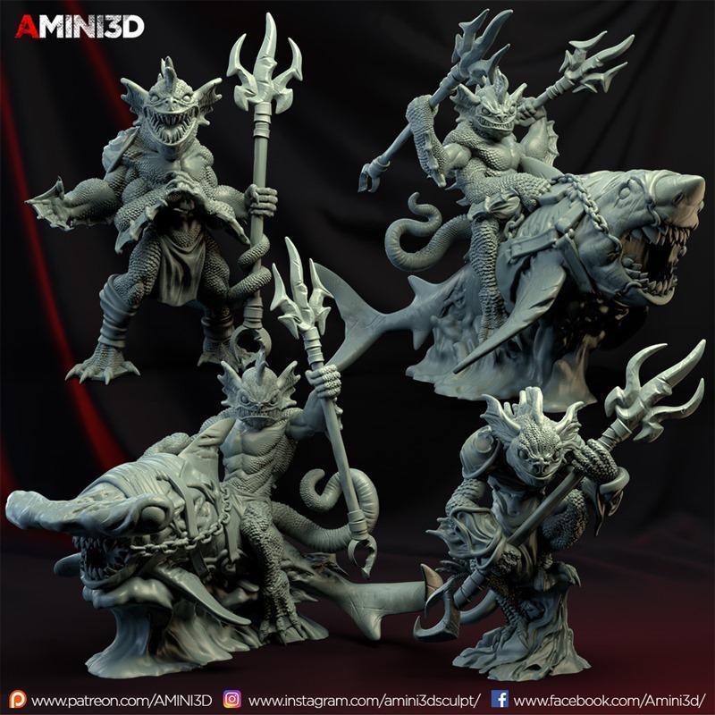 Amini3D - 三只小猪 - 可打印3D模型|Amini3D – Sahuagins – 3D Print Model STL