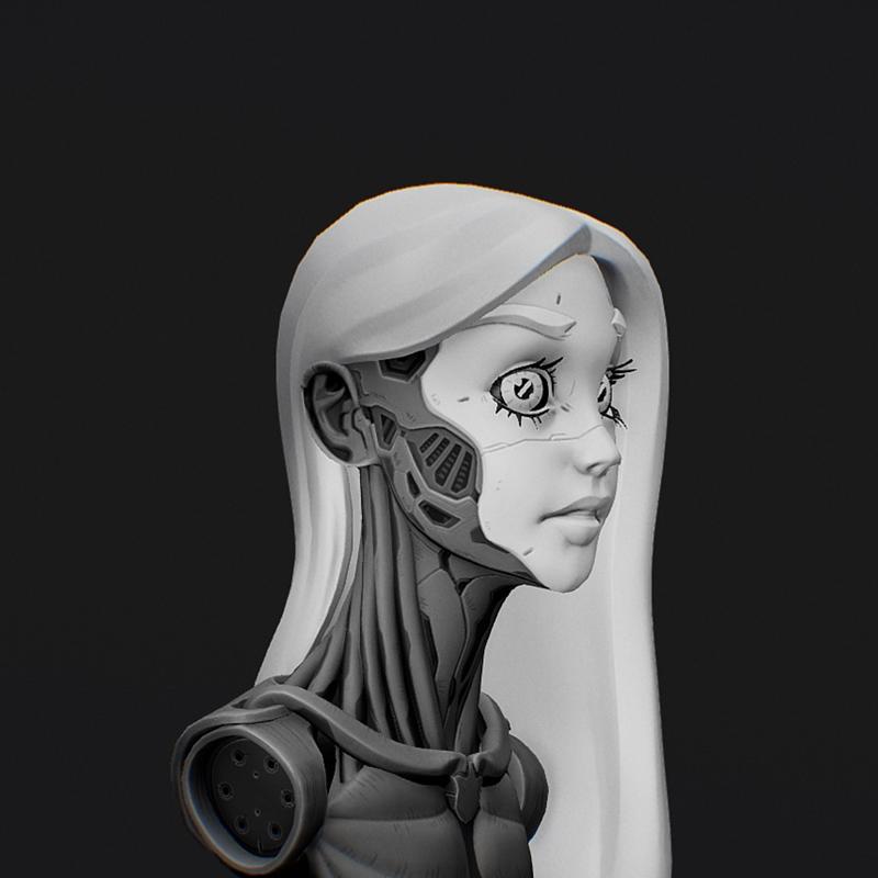 赛博格女孩 3D打印模型|Cyborg Girl – 3D Print Model STL