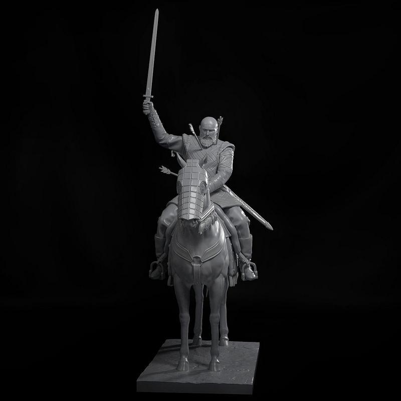 铁山战马 3D打印模型|Bjorn Ironside on Horse – 3D Print Model STL