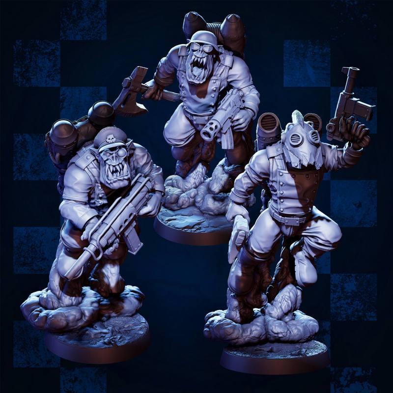 MrModulork的喷射战斧人模组套件B——3D打印模型|MrModulork’s Jetpack Orcs – Modular Kit B – 3D Print Model STL