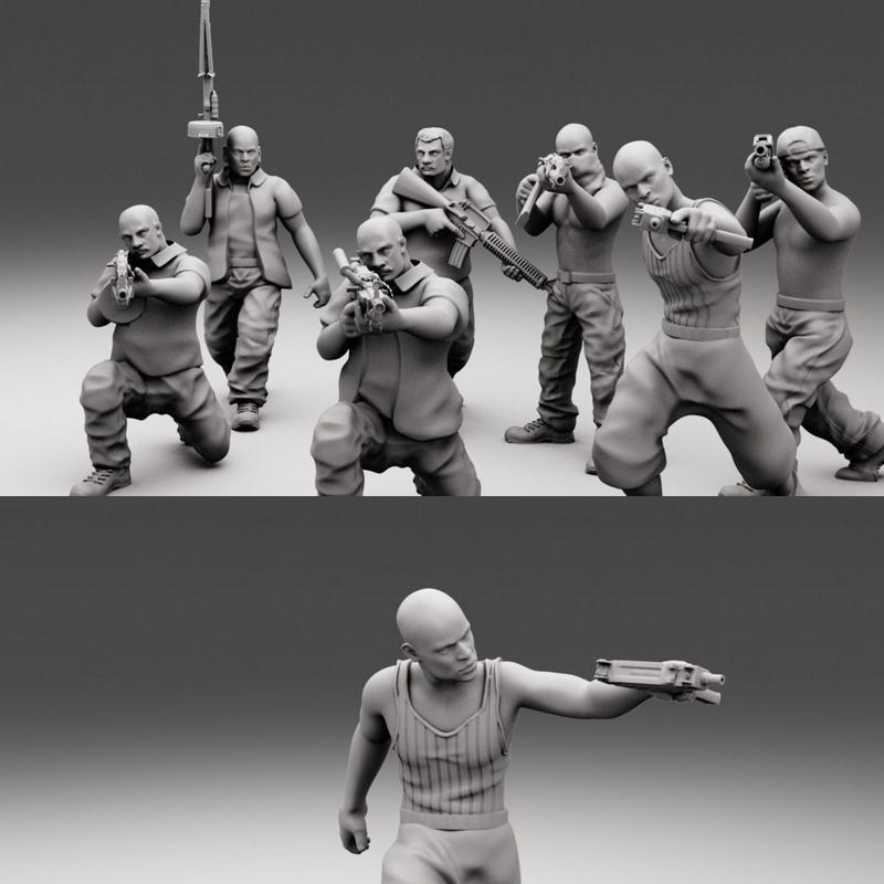TurnBase迷你战棋游戏 - 卡特尔帮派 - 3D打印模型|TurnBase Miniatures Wargames – Cartel Gang – 3D Print Model STL