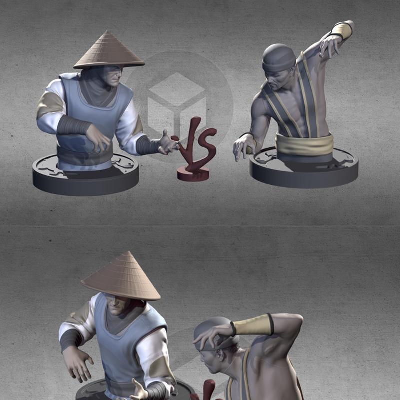 雷电vs唐僧3D打印模型|Raiden Vs Shang Tsung Busts – Polygon Artisan – 3D Print Model STL