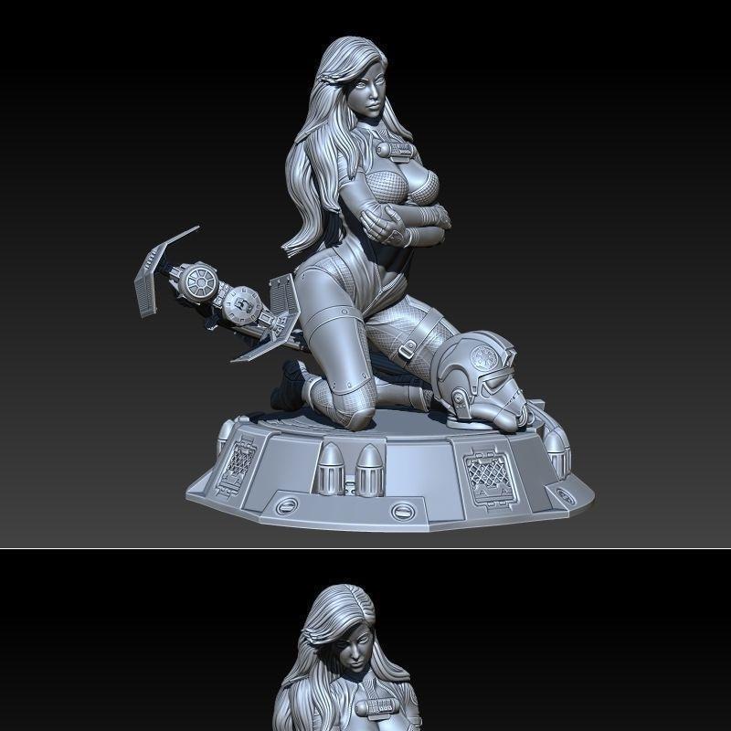 星球大战连体衣女郎 3D打印模型|Star Wars Tie Bomber Pin Up Girl – 3D Print Model STL