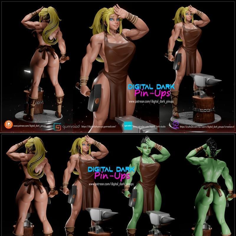 数字暗黑小插画师——黑smith——3D打印模型|Digital Dark Pin-Ups – Blacksmith – 3D Print Model STL
