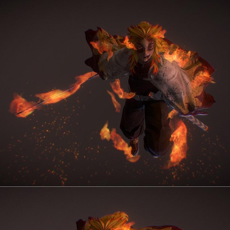 鬼灭之刃 - 热田充希 - 3D打印模型|Demon Slayer – Rengoku Kyoujurou – 3D Print Model STL