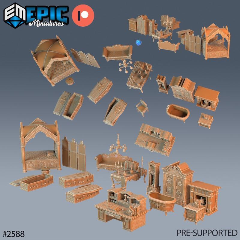 史诗迷你模型-吸血鬼诅咒套装-3D打印模型|Epic Miniatures – Vampires Curse Set – 3D Print Model STL