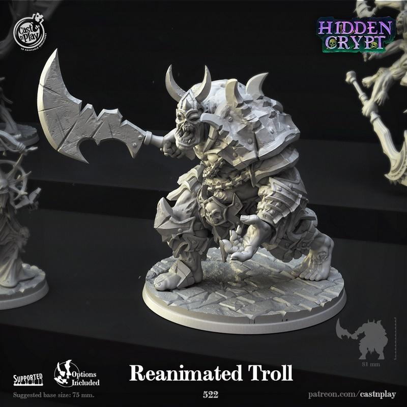 隐藏密室中的复苏 trolls 3D打印模型|Cast N Play – Hidden Crypt – Reanimated Troll – 3D Print Model STL