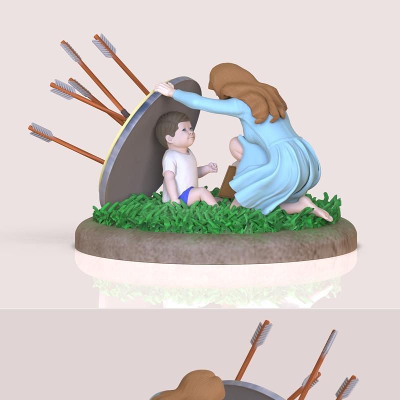 母亲对孩子的爱——3D打印模型|Mothers love for the child – 3D Print Model STL