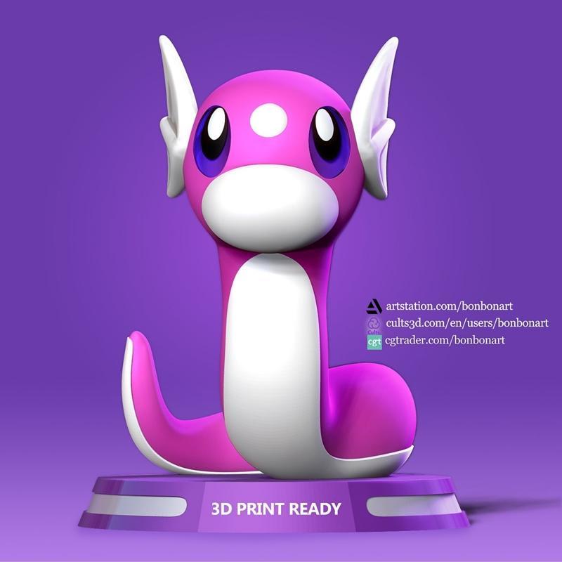 宝可梦3D打印模型：Dratini|Dratini – Pokemon Go – 3D Print Model STL