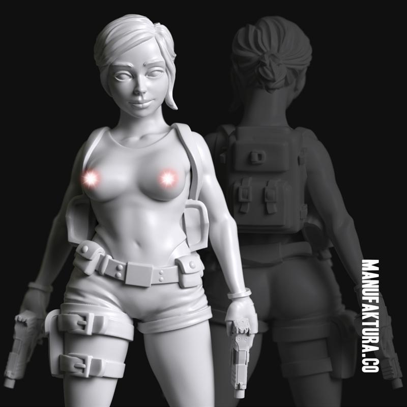 Pop系列02a - 3D打印短裤性感墓穴探险者模型|Pop Series 02a – Sexy Tomb Explorer in Shorts – 3D Print Model STL
