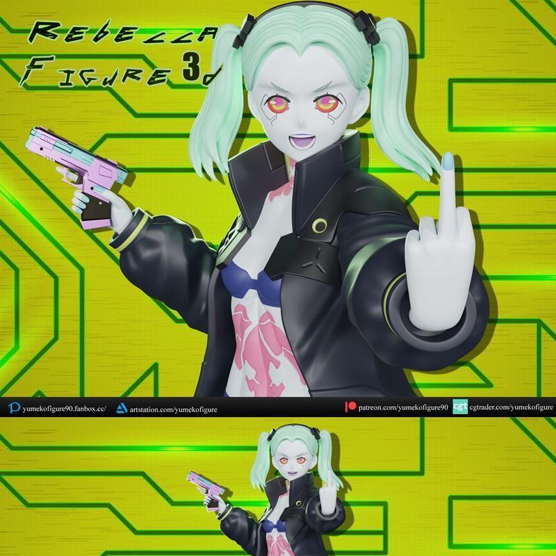 赛博朋克边缘跑者3D打印模型|Rebecca cyberpunk edgerunner figure – 3D Print Model STL