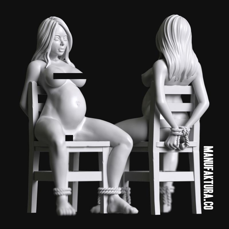 系列84 - 怀孕女性囚徒奴隶3D打印模型|Sub Series 84 – Naked and Bound Pregnant Female Prisoner Slave – 3D Print Model STL
