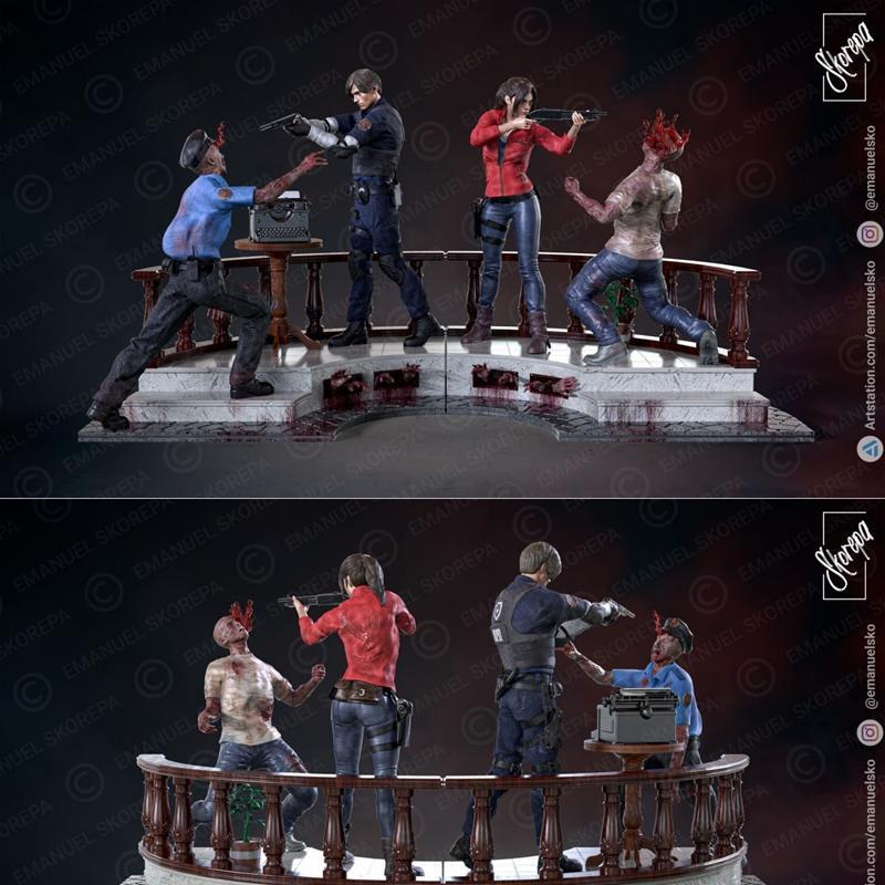 生化危机2 3D打印模型|Resident Evil 2 Diorama – 3D Print Model STL
